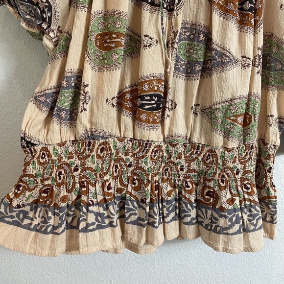 NEW Lauren Ralph Lauren Womens XL Paisley Peasant Top Boho Short Sleeve Shirt - Picture 9 of 10